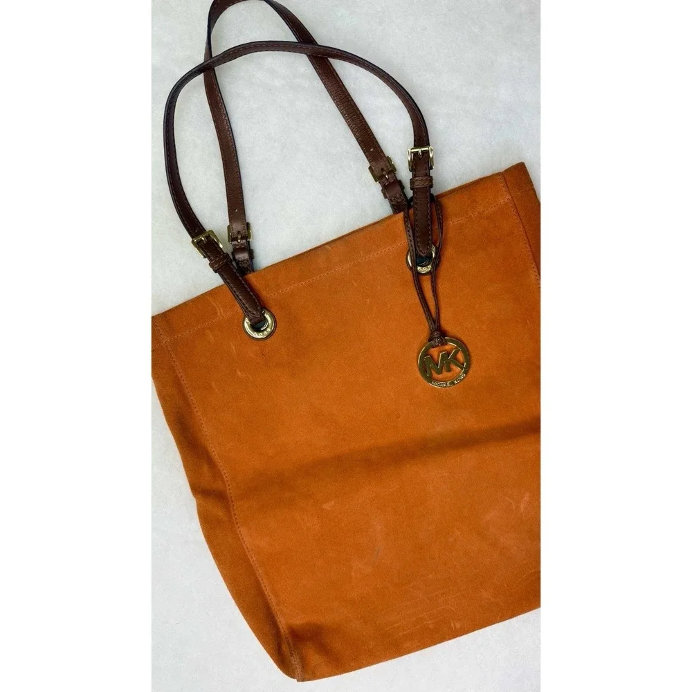 Michael Kors Orange Suede Tote Shoulder Bag